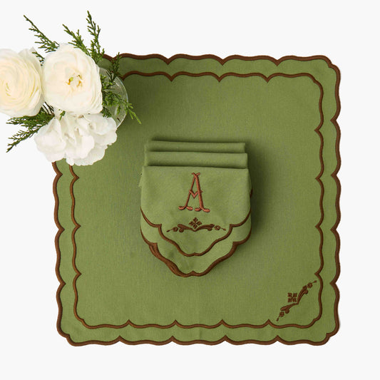 Green & Chocolate Doris Napkins (Set of 4)