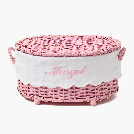 Isabella Pink Rattan Basket (Extra Small)