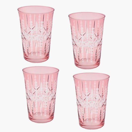 Pink Chloe Engraved Water Glasses (Set of 4)