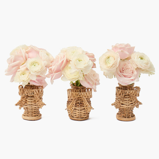 Mini Rattan Bow Vases (Set of 3)