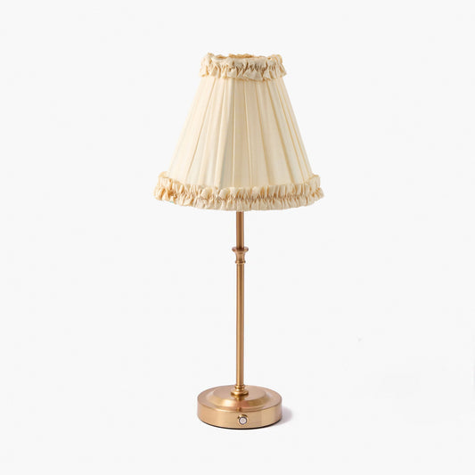Edie Rechargeable Lamp with Cream Frilled Silk Shade (18cm)